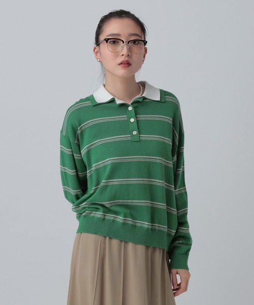 LEPSIM（レプシィム）の「12ゲージレイヤーカラーポロ　639469（ニット/セーター・レディース・グリーン/ブラック/イエロー/グレー・FREE）」の3枚目の写真