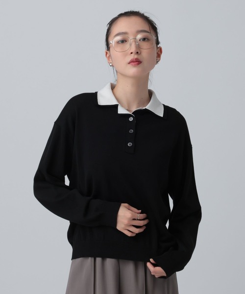 LEPSIM（レプシィム）の「12ゲージレイヤーカラーポロ　639469（ニット/セーター・レディース・グリーン/ブラック/イエロー/グレー・FREE）」の5枚目の写真