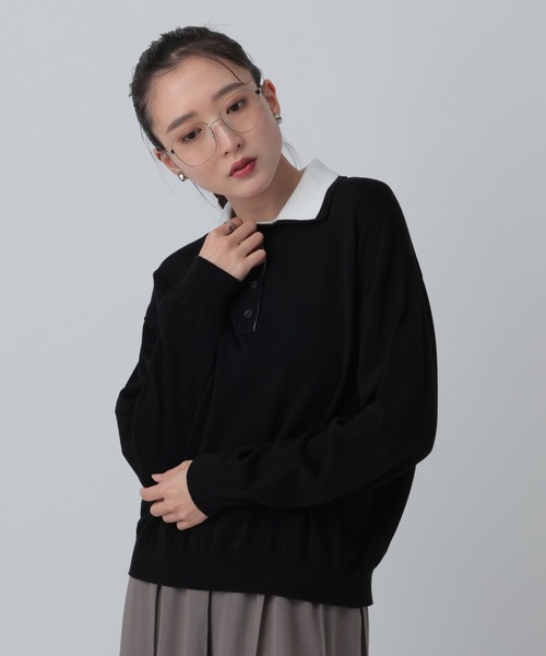 LEPSIM（レプシィム）の「12ゲージレイヤーカラーポロ　639469（ニット/セーター・レディース・グリーン/ブラック/イエロー/グレー・FREE）」の7枚目の写真