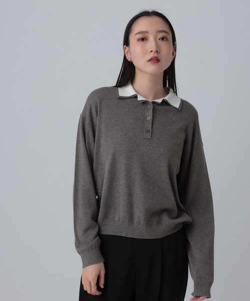 LEPSIM（レプシィム）の「12ゲージレイヤーカラーポロ　639469（ニット/セーター・レディース・グリーン/ブラック/イエロー/グレー・FREE）」の11枚目の写真