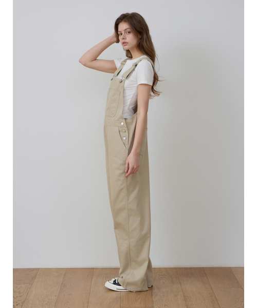 CCOMA(コンマ)の「CMJ28 ヘリンボーンヴィンテージベージュオーバーオール(サロペット/オーバーオール・レディース・その他・FREE)」の2枚目の写真