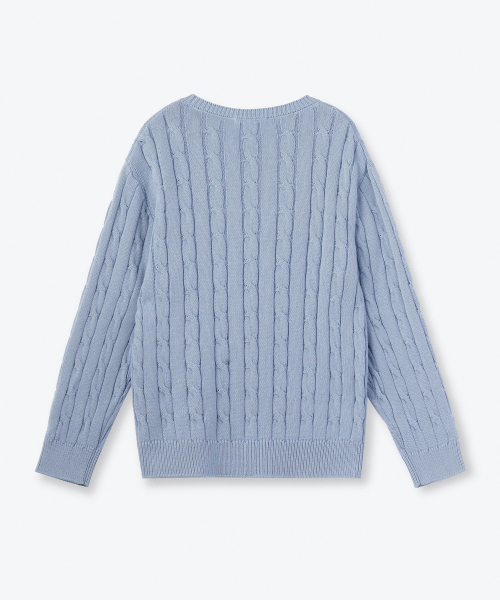 MUSINSA STANDARD KIDS（ムシンサスタンダードキッズ）の「コットンケーブルクルーネックニット [セレニティブルー]（ニット/セーター・レディース・その他・110/120/130/140/150/160）」の3枚目の写真