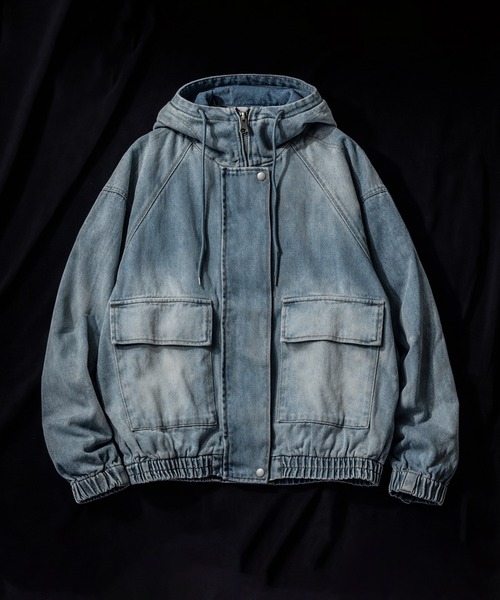 CALIFORNIA OUTFITTERS(カリフォルニア アウトフィッターズ)の「2D8 VINTAGE FADE DENIM HOOD BLOUSON(デニムジャケット・メンズ・ライトブルー/チャコール・FREE)」の1枚目の写真