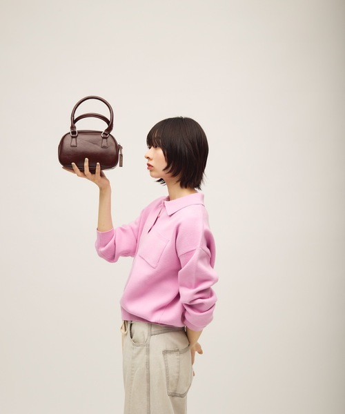 TONER(トナー)の「ラウンドミニバッグ/ロゴプレート付き(ショルダーバッグ・レディース・レッド/ブラウン/ブラック・FREE)」の5枚目の写真