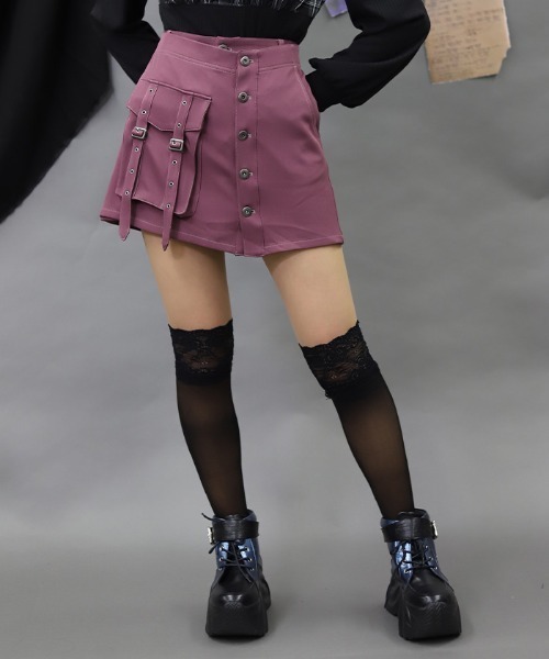 NIBBLE POISON（ニブルポイズン）の「ラップデザインスカパン（その他パンツ・レディース・ブラック/ピンク・MEDIUM）」の2枚目の写真