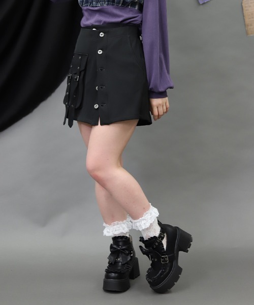 NIBBLE POISON（ニブルポイズン）の「ラップデザインスカパン（その他パンツ・レディース・ブラック/ピンク・MEDIUM）」の10枚目の写真