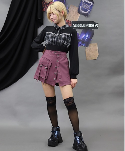 NIBBLE POISON（ニブルポイズン）の「ラップデザインスカパン（その他パンツ・レディース・ブラック/ピンク・MEDIUM）」の11枚目の写真