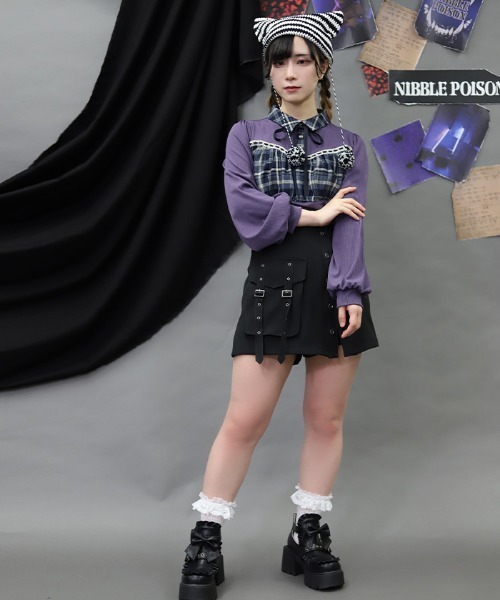 NIBBLE POISON（ニブルポイズン）の「ラップデザインスカパン（その他パンツ・レディース・ブラック/ピンク・MEDIUM）」の12枚目の写真