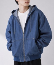 【NAVY / ネイビー】 ブリーズデニム フルZIPパーカーUV接触冷感
