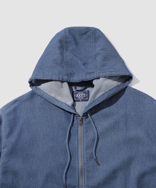 NAVY（ネイビー）の「ブリーズデニム フルZIPパーカー（パーカー・メンズ・グレー/ブルー・S/M/L/XL）」の4枚目の写真