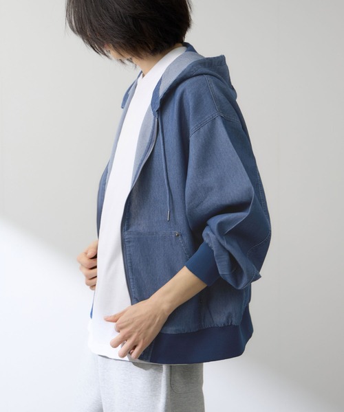 NAVY（ネイビー）の「ブリーズデニム フルZIPパーカー（パーカー・メンズ・グレー/ブルー・S/M/L/XL）」の9枚目の写真
