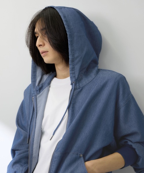 NAVY（ネイビー）の「ブリーズデニム フルZIPパーカー（パーカー・メンズ・グレー/ブルー・S/M/L/XL）」の12枚目の写真