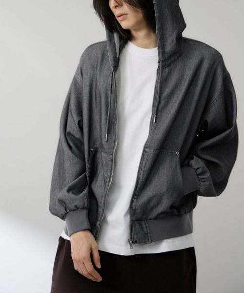 NAVY（ネイビー）の「ブリーズデニム フルZIPパーカー（パーカー・メンズ・グレー/ブルー・S/M/L/XL）」の16枚目の写真