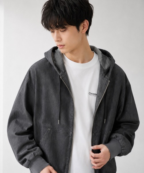 NAVY(ネイビー)の「【NAVY / ネイビー】 ブリーズデニム フルZIPパーカーUV接触冷感(パーカー・メンズ・グレー/ブルー・S/M/L/XL)」の20枚目の写真
