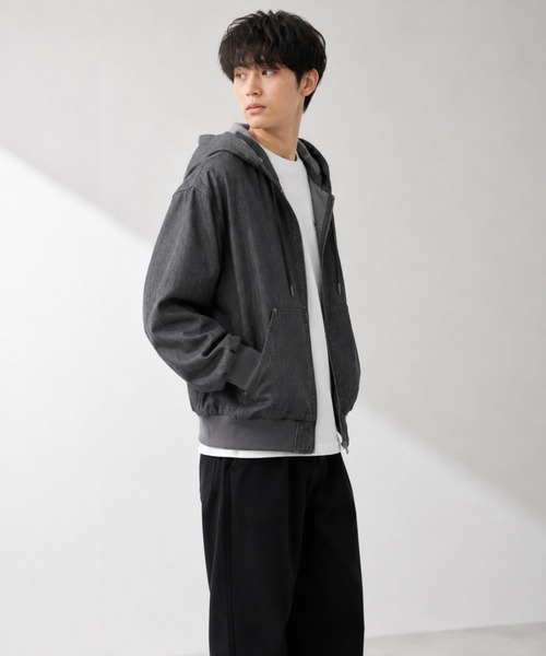 NAVY(ネイビー)の「【NAVY / ネイビー】 ブリーズデニム フルZIPパーカーUV接触冷感(パーカー・メンズ・グレー/ブルー・S/M/L/XL)」の21枚目の写真