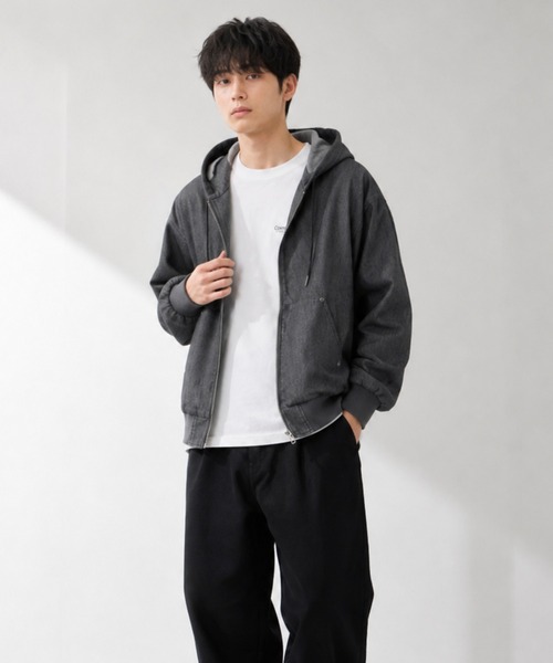 NAVY(ネイビー)の「【NAVY / ネイビー】 ブリーズデニム フルZIPパーカーUV接触冷感(パーカー・メンズ・グレー/ブルー・S/M/L/XL)」の22枚目の写真