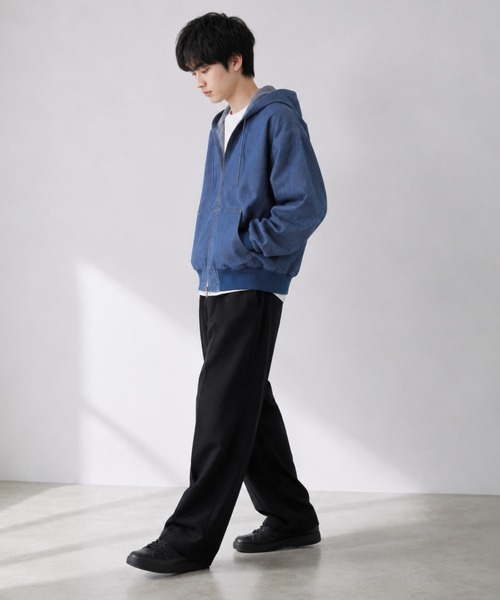 NAVY(ネイビー)の「【NAVY / ネイビー】 ブリーズデニム フルZIPパーカーUV接触冷感(パーカー・メンズ・グレー/ブルー・S/M/L/XL)」の18枚目の写真