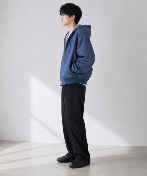 NAVY(ネイビー)の「【NAVY / ネイビー】 ブリーズデニム フルZIPパーカーUV接触冷感(パーカー・メンズ・グレー/ブルー・S/M/L/XL)」の19枚目の写真