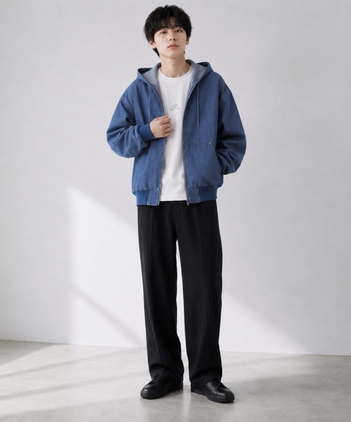 NAVY(ネイビー)の「【NAVY / ネイビー】 ブリーズデニム フルZIPパーカーUV接触冷感(パーカー・メンズ・グレー/ブルー・S/M/L/XL)」の17枚目の写真