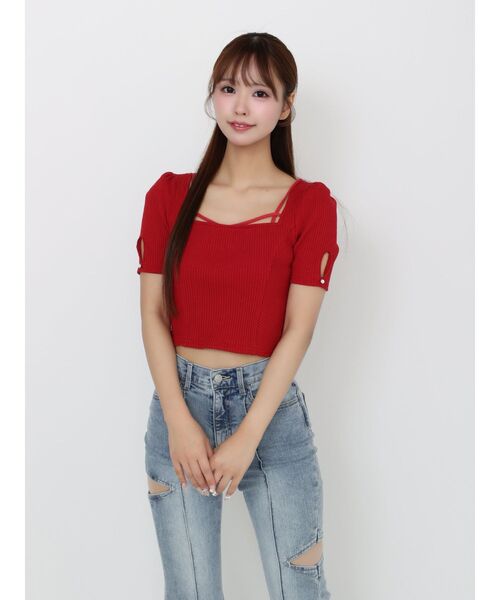 EATME（イートミー）の「ベルテッドリボンコンパクトTOP（Tシャツ/カットソー・レディース・その他1/レッド/グレー・FREE）」の13枚目の写真