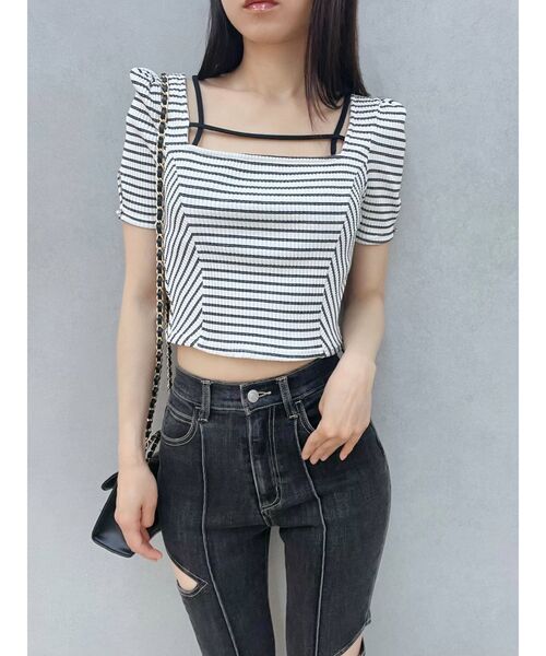 EATME(イートミー)の「ベルテッドリボンコンパクトTOP(Tシャツ/カットソー・レディース・その他1/レッド/グレー・FREE)」の16枚目の写真
