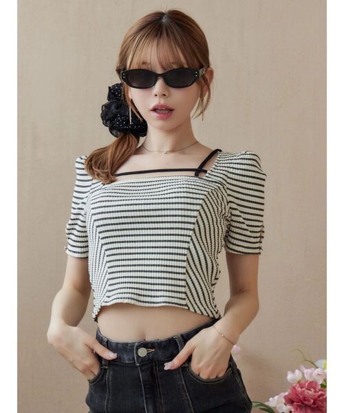 EATME（イートミー）の「ベルテッドリボンコンパクトTOP（Tシャツ/カットソー・レディース・その他1/レッド/グレー・FREE）」の6枚目の写真