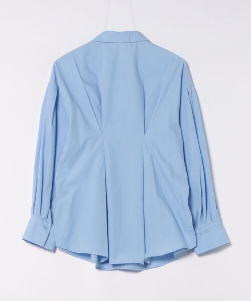 PREFERIR（プレフェリール）の「ウエストタックオーバーサイズシャツブラウス （ストライプ/無地/体型カバー／ボリューム袖／ヒップ丈）（シャツ/ブラウス・レディース・ブルー/サックスブルー/ホワイト/ベージュ・FREE）」の5枚目の写真