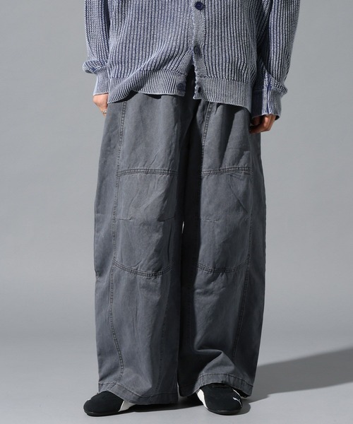 LAND MUSEUM（ランドミュージアム）の「LAND MUSEUM／ステッチパンツ（デニムパンツ・メンズ・チャコール/カーキ・FREE）」の2枚目の写真