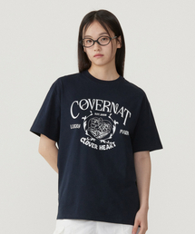 ウーマンオーバーフィットヴィンテージグラフィックTシャツネイビー