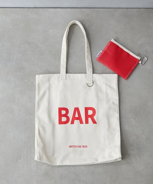 BIRTHDAY BAR（バースデイバー）の「メッシュポーチ付きキャンバスロゴスクエアトートバッグ（トートバッグ・レディース・グリーン/ブラック/アイボリー/ブルー・0）」の16枚目の写真