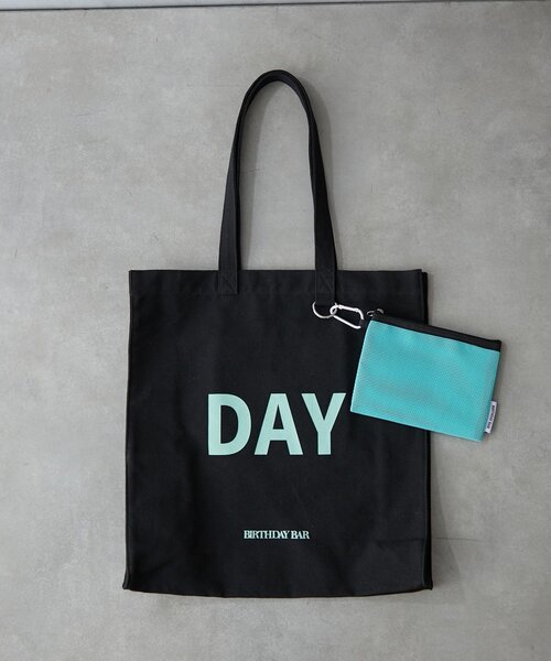 BIRTHDAY BAR（バースデイバー）の「メッシュポーチ付きキャンバスロゴスクエアトートバッグ（トートバッグ・レディース・グリーン/ブラック/アイボリー/ブルー・0）」の7枚目の写真