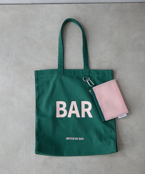 BIRTHDAY BAR（バースデイバー）の「メッシュポーチ付きキャンバスロゴスクエアトートバッグ（トートバッグ・レディース・グリーン/ブラック/アイボリー/ブルー・0）」の11枚目の写真