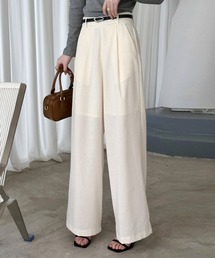 DAY CLOSET | 【縦ライン強調/ストンと落ち感シルエット】フロントタック リネン ワイドパンツ レディース(その他パンツ)