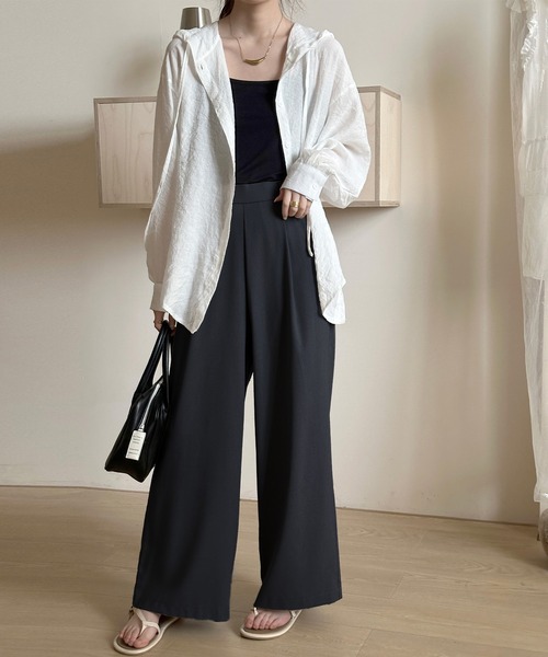 DAY CLOSET(デイ クローゼット)の「【縦ライン強調/ストンと落ち感シルエット】フロントタック リネン ワイドパンツ レディース(その他パンツ・レディース・ブラック/カーキ/アイボリー/モカ・S/M/L)」の13枚目の写真