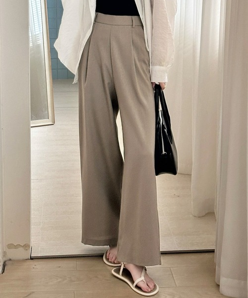 DAY CLOSET(デイ クローゼット)の「【縦ライン強調/ストンと落ち感シルエット】フロントタック リネン ワイドパンツ レディース(その他パンツ・レディース・ブラック/カーキ/アイボリー/モカ・S/M/L)」の16枚目の写真