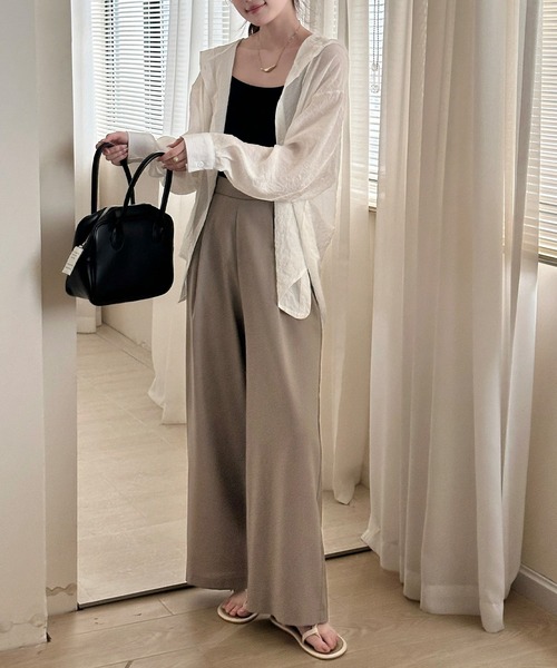 DAY CLOSET(デイ クローゼット)の「【縦ライン強調/ストンと落ち感シルエット】フロントタック リネン ワイドパンツ レディース(その他パンツ・レディース・ブラック/カーキ/アイボリー/モカ・S/M/L)」の19枚目の写真