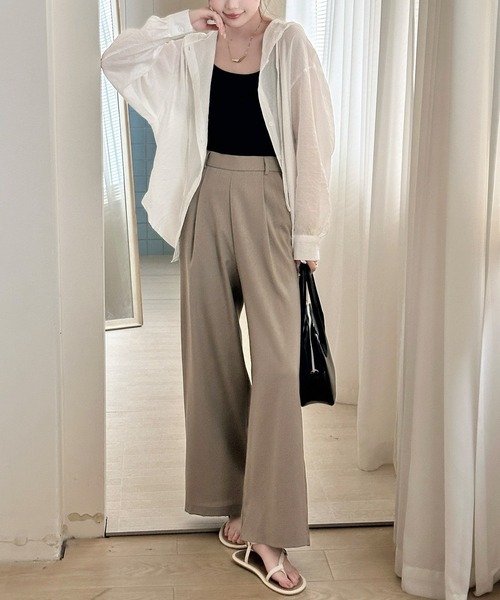 DAY CLOSET(デイ クローゼット)の「【縦ライン強調/ストンと落ち感シルエット】フロントタック リネン ワイドパンツ レディース(その他パンツ・レディース・ブラック/カーキ/アイボリー/モカ・S/M/L)」の20枚目の写真