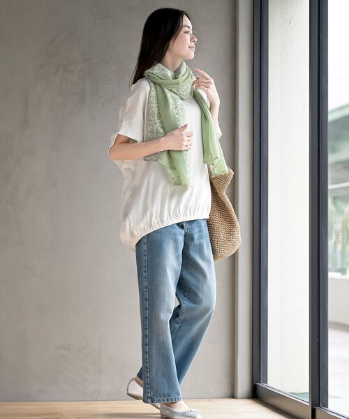 rps(アールピーエス)の「刺繍大判ストール(ストール/ショール・レディース・ミント/イエロー/アイボリー/ブルー・フリー)」の13枚目の写真