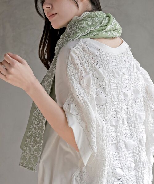 rps(アールピーエス)の「刺繍大判ストール(ストール/ショール・レディース・ミント/イエロー/アイボリー/ブルー・フリー)」の18枚目の写真