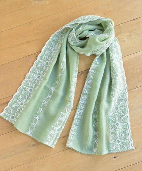 rps(アールピーエス)の「刺繍大判ストール(ストール/ショール・レディース・ミント/イエロー/アイボリー/ブルー・フリー)」の20枚目の写真