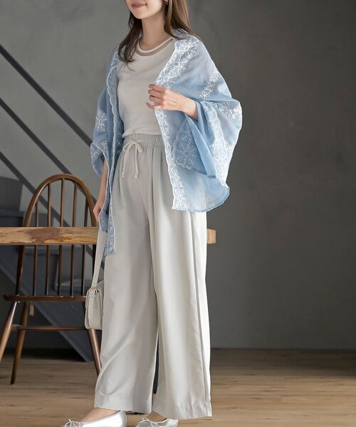 rps(アールピーエス)の「刺繍大判ストール(ストール/ショール・レディース・ミント/イエロー/アイボリー/ブルー・フリー)」の21枚目の写真