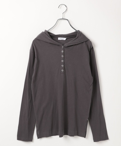 LEPSIM（レプシィム）の「シアーフードヘンリープルオーバー　661801（Tシャツ/カットソー・レディース・イエロー/ライトグレー/チャコールグレー・FREE）」の2枚目の写真