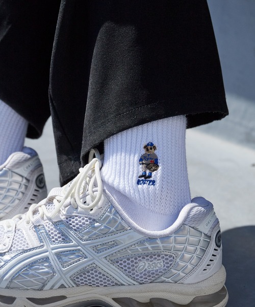 ROSTER SOX（ロスターソックス）の「ROSTER SOX/ロスター 刺繍デザイン リブ編みミドルソックス 日本製 2026年 夏 夏服（ソックス/靴下・レディース・ホワイト/ブラック・23-25cm）」の2枚目の写真