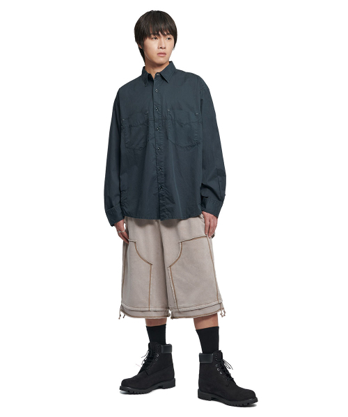 NOMANUAL(NOMANUAL)の「OVERDYED SHIRT - WASHED NAVY(シャツ/ブラウス・レディース・その他・MEDIUM/LARGE/SMALL)」の4枚目の写真