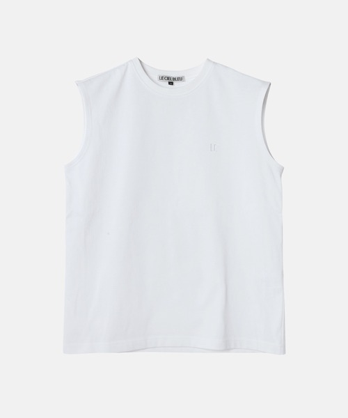 LE CIEL BLEU（ルシェルブルー）の「"LE"スリーブレスTシャツ / "LE" Sleeveless T-shirt（Tシャツ/カットソー・レディース・オフホワイト/ブラック・36）」の2枚目の写真