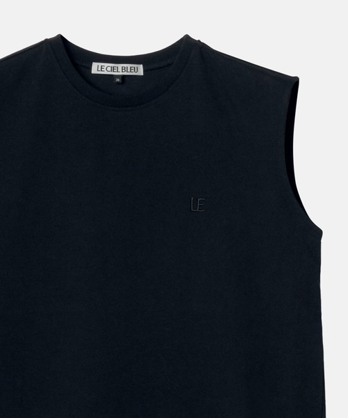LE CIEL BLEU（ルシェルブルー）の「"LE"スリーブレスTシャツ / "LE" Sleeveless T-shirt（Tシャツ/カットソー・レディース・オフホワイト/ブラック・36）」の12枚目の写真