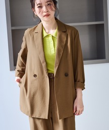 ROPE' PICNIC（ロペピクニック）の「エアリーリネンライク ダブルジャケット 接触冷感・UVカット・速乾（テーラードジャケット）」