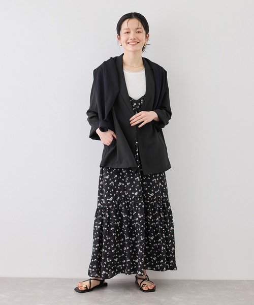 ROPE' PICNIC（ロペピクニック）の「エアリーリネンライク ダブルジャケット/接触冷感・UVカット・速乾（テーラードジャケット・レディース・ブラック/ベージュ/ダークブラウン/キャメル・FREE）」の5枚目の写真