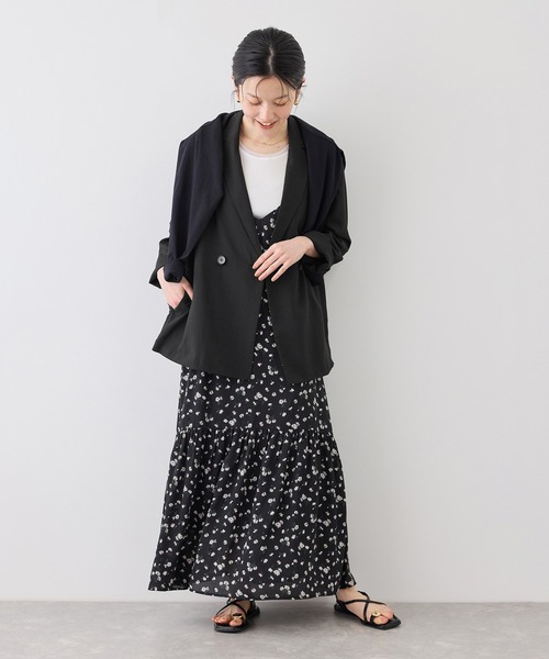 ROPE' PICNIC（ロペピクニック）の「エアリーリネンライク ダブルジャケット/接触冷感・UVカット・速乾（テーラードジャケット・レディース・ブラック/ベージュ/ダークブラウン/キャメル・FREE）」の6枚目の写真