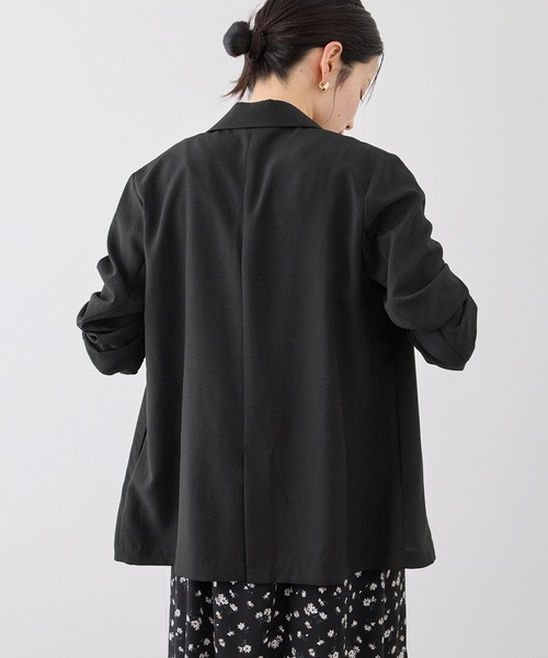 ROPE' PICNIC（ロペピクニック）の「エアリーリネンライク ダブルジャケット/接触冷感・UVカット・速乾（テーラードジャケット・レディース・ブラック/ベージュ/ダークブラウン/キャメル・FREE）」の13枚目の写真